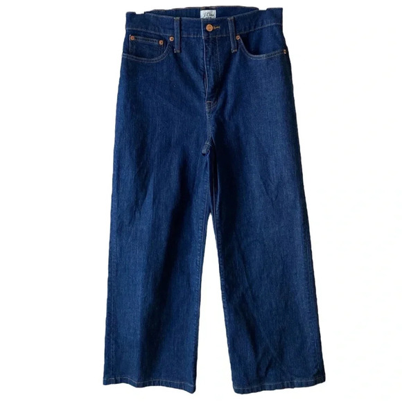 J CREW | Slim Wide Leg in 1996 Semi-Stretch Dark Denim High Rise Jeans Size 28 - Picture 2 of 10
